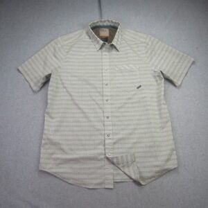 5.11 Tactical Shirt Mens Medium Beige Green Short Sleeve Plaid Button Up Outdoor